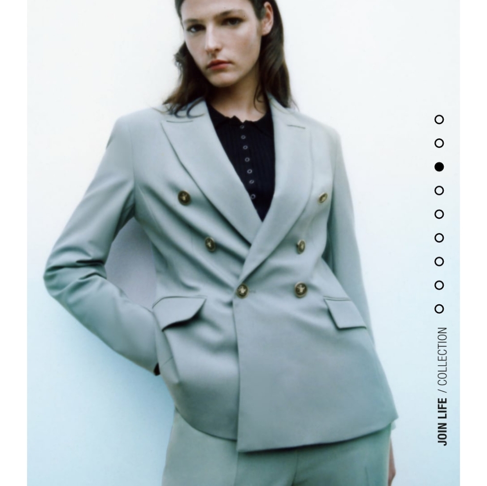 Zara tailored double breasted blazer jacket Size L metal buttons new with tag